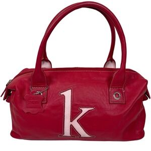 Vintage Y2K GIANI BERNINI Red Leather K Letter Initial Satchel Handbag Purse